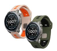 kwmobile 2x Straps for 22mm Amazfit Bip 6 / Bip 5 Unity/Bip 5 / GTS 3 / Balance 2 / Helio Strap Watch Strap - Silicone Replacement Watch Strap Set - Replacement Bands Dark Green/Black/White/Orange