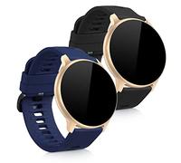 kwmobile 2x Straps for AGPTEK LW11 Watch Strap - Silicone Replacement Watch Strap Set - Replacement Bands Black/Dark Blue