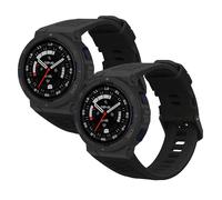 kwmobile 2x Straps for Amazfit Active Edge (A2212) Watch Strap - Silicone Replacement Watch Strap Set - Replacement Bands Black