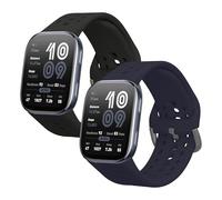 kwmobile 2x Straps for Amazfit Bip 6 Watch Strap - Silicone Replacement Watch Strap Set - Replacement Bands Black/Dark Blue