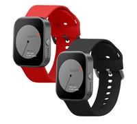 kwmobile 2x Straps for CMF by Nothing Watch Pro (D395) Watch Strap - Silicone Replacement Watch Strap Set - Replacement Bands Black/Red