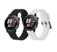 kwmobile 2x Straps for COROS PACE 2 / APEX (42mm) Watch Strap - Silicone Replacement Watch Strap Set - Replacement Bands Black/White