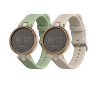kwmobile 2x Straps for Garmin Lily Sport Watch Strap - Silicone Replacement Watch Strap Set - Replacement Bands Pastel Green/Beige