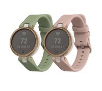 kwmobile 2x Straps for Garmin Lily Sport Watch Strap - Silicone Replacement Watch Strap Set - Replacement Bands Pastel Green/Dusty Pink