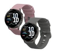 kwmobile 2x Straps for Garmin Venu 4 41mm Watch Strap - Silicone Replacement Watch Strap Set - Replacement Bands Grey/Lavender