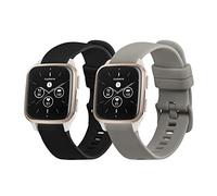 kwmobile 2x Straps for Garmin Venu Sq 2 Music/Sq 2 / Vivoactive 6 / Vivoactive 5 Watch Strap - Silicone Replacement Watch Strap Set - Replacement Bands Black/Grey