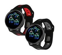 kwmobile 2x Straps for Garmin vivoactive 6 / vivomove Trend/Forerunner 55 Watch Strap - Silicone Replacement Watch Strap Set - Replacement Bands Black/Red/Black/Grey