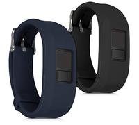 kwmobile 2x Straps for Garmin Vivofit 3 Watch Strap - Silicone Replacement Watch Strap Set - Replacement Bands Black/Dark Blue