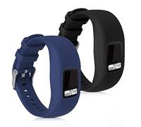 kwmobile 2x Straps for Garmin Vivofit 4 Watch Strap - Silicone Replacement Watch Strap Set - Replacement Bands Black/Dark Blue