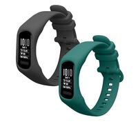 kwmobile 2x Straps for Garmin vivosmart 5 / Smart 5 Watch Strap - Silicone Replacement Watch Strap Set - Replacement Bands Dark Grey/Green