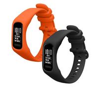 kwmobile 2x Straps for Garmin vivosmart 5 / Smart 5 Watch Strap - Silicone Replacement Watch Strap Set - Replacement Bands Black/Orange