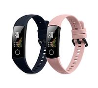 kwmobile 2x Straps for HONOR Band 5 / Band 4 Watch Strap - Silicone Replacement Watch Strap Set - Replacement Bands Dark Blue/Dusty Pink