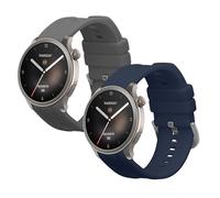 kwmobile 2x Straps for Huami Amazfit Balance A2286 Watch Strap - Silicone Replacement Watch Strap Set - Replacement Bands Dark Blue/Grey
