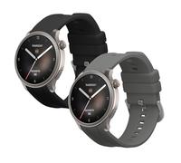 kwmobile 2x Straps for Huami Amazfit Balance A2286 Watch Strap - Silicone Replacement Watch Strap Set - Replacement Bands Black/Grey