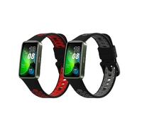 kwmobile 2x Straps for Huawei Band 10/9 / 8 Watch Strap - Silicone Replacement Watch Strap Set - Replacement Bands Black/Red/Black/Grey