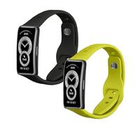 kwmobile 2x Straps for Huawei Band 10/9 / 8 Watch Strap - Silicone Replacement Watch Strap Set - Replacement Bands Black/Yellow