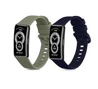kwmobile 2x Straps for Huawei Band 10/9 / 8 Watch Strap - Silicone Replacement Watch Strap Set - Replacement Bands Dark Blue/Pastel Green