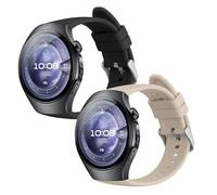 kwmobile 2x Straps for Huawei Watch 5 42mm Watch Strap - Silicone Replacement Watch Strap Set - Replacement Bands Black/Beige