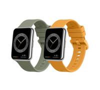kwmobile 2x Straps for Huawei Watch Fit 2 Watch Strap - Silicone Replacement Watch Strap Set - Replacement Bands Pastel Green/Yellow