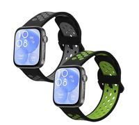 kwmobile 2x Straps for Huawei Watch Fit 3 Watch Strap - Silicone Replacement Watch Strap Set - Replacement Bands Black/Grey/Black/Green
