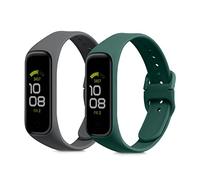 kwmobile 2x Straps for Samsung Galaxy Fit 2 Watch Strap - Silicone Replacement Watch Strap Set - Replacement Bands Dark Grey/Dark Green