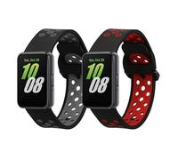 kwmobile 2x Straps for Samsung Galaxy Fit 3 Watch Strap - Silicone Replacement Watch Strap Set - Replacement Bands Black/Red/Black/Grey