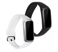 kwmobile 2x Straps for Samsung Galaxy Fit (SM-R370) Watch Strap - Silicone Replacement Watch Strap Set - Replacement Bands White/Black