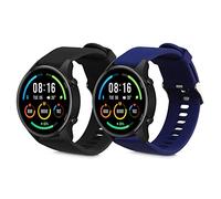 kwmobile 2x Straps for Xiaomi Mi Watch/Mi Watch Color Sport Watch Strap - Silicone Replacement Watch Strap Set - Replacement Bands Black/Dark Blue