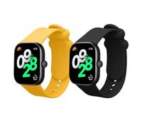 kwmobile 2x Straps for Xiaomi Redmi Watch 4 / Watch 5 / Watch 5 eSIM Watch Strap - Silicone Replacement Watch Strap Set - Replacement Bands Black/Yellow