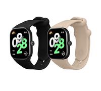 kwmobile 2x Straps for Xiaomi Redmi Watch 4 / Watch 5 / Watch 5 eSIM Watch Strap - Silicone Replacement Watch Strap Set - Replacement Bands Black/Beige