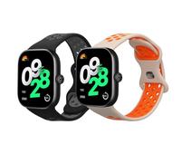 kwmobile 2x Straps for Xiaomi Redmi Watch 4 Watch Strap - Silicone Replacement Watch Strap Set - Replacement Bands Black/Dark Grey/White/Orange