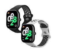 kwmobile 2x Straps for Xiaomi Redmi Watch 4 Watch Strap - Silicone Replacement Watch Strap Set - Replacement Bands Black/Grey/White/Black