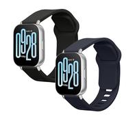kwmobile 2x Straps for Xiaomi Redmi Watch 5 Active/Watch 5 Lite Watch Strap - Silicone Replacement Watch Strap Set - Replacement Bands Black/Dark Blue