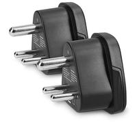 kwmobile 2x Travel Adapter Type D - Universal Travel Adapter to Type D Socket for Holidays in India, Sri Lanka, Nepal, UAE, Nigeria - Black 2-Pack