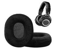 kwmobile 2x Velour Headphone EarpPads for AudioTechnica ATH M20x BT Replacement Ear Pads - Headphone Ear Covers - Black
