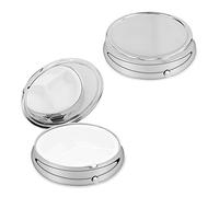 kwmobile 3 Compartment Pill Box - Set of 2X Stainless Steel Travel Box Organizer for Tablets and Prescriptions - Silver