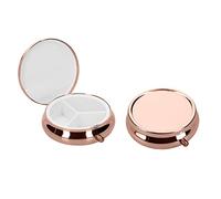 kwmobile 3 Compartment Pill Box - Set of 2X Stainless Steel Travel Box Organizer for Tablets and Prescriptions - Rose Gold