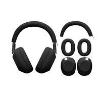 kwmobile 3 in 1 Silicone Headphone Case Compatible with Sony WH-1000XM6 Case - Over Ear Headphones Silicone Skin Protector - Black