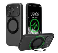 kwmobile 360° Ring Stand Cover for Apple iPhone 17 Pro Case - Hard Case with Rotating Kickstand - Compatible with MagSafe - Black