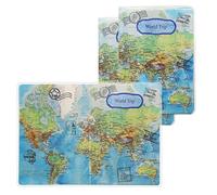 kwmobile 3X Passport Holder Protective Cover - PVC Passport Cover for Men and Women - Essential Travel Accessory - World Trip Blue/Green/White