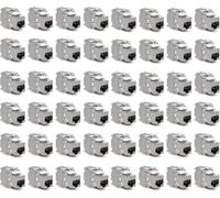 kwmobile 48x CAT6A Keystone Jack RJ45 Module - Shielded Ethernet Keystone Coupler - Tool-Free Snap-In Connector - Metal Housing - 10 Gbps - for Patch Panel, Wall Plate and Network Socket