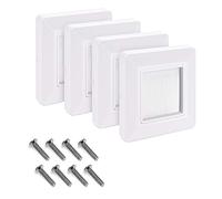 kwmobile 4x Flush Brush Wall Plate for Cables - Wall Cable Cover Set - Brush Faceplate - Wall Plate Cable Outlet - Hole Cover - White