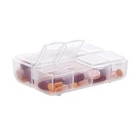 kwmobile 8-Compartment Pill Case - Pill Box Pill Organizer Pills Container Portable Holder 3" x 2-1/2" (75mm x 63mm) - Matte Transparent