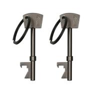 kwmobile Bottle Opener Key Keychain (Set of 2) - Keychains Shaped Like Keys to Open Beer Bottles, Soda Tops, Soft Drinks - Black Matte