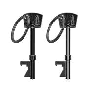 kwmobile Bottle Opener Key Keychain (Set of 2) - Keychains Shaped Like Keys to Open Beer Bottles, Soda Tops, Soft Drinks - Black