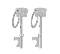 kwmobile Bottle Opener Key Keychain (Set of 2) - Keychains Shaped Like Keys to Open Beer Bottles, Soda Tops, Soft Drinks - Silver