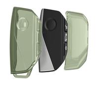 kwmobile Car Key Case Compatible with BMW 4-button X7 X1 U11 iX ix1 7 Series G07 I7 Car Key Cover - Car Fob Case - Soft TPU Shell - Green/Transparent