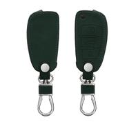 kwmobile Car Key Cover Compatible with Audi 3 Button Flip Key - Synthetic Nubuck Leather Fob Cover - Dark Green