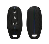 kwmobile Car Key Cover Compatible with Audi 3-Tasten 2025 A3 A5L Q6 A6L Etron SUV Autoschlüssel Key Cover - Silicone Protective Car Key Fob Case - Black/Blue