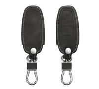 kwmobile Car Key Cover Compatible with Audi A6 A7 A8 Q7 Q8 3 Button Car Key Keyless Go - Synthetic Nubuck Leather Fob Cover - Dark Grey